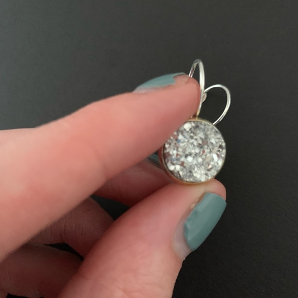 Faux Druzy Leverback Earrings 12mm - Picture 2 of 2